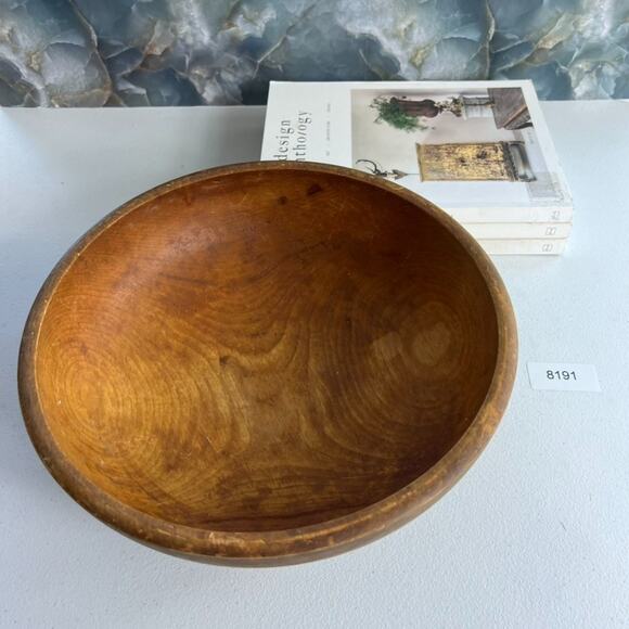 Antique Solid Wood Dough Bowl Smooth Finish 12” Primitive Rustic Cottage - Picture 8 of 8